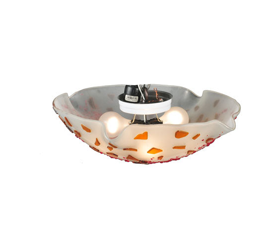 Meyda Lighting Metro Fusion 18" 3-Light White Organic Slumped Flush Mount Light With Cherry & Amber On White Shade Glass