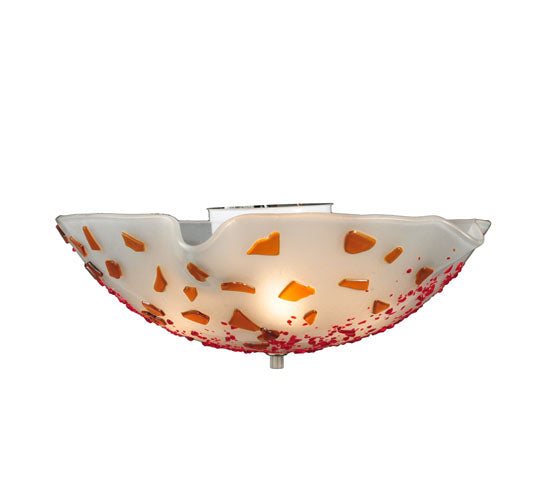 Meyda Lighting Metro Fusion 18" 3-Light White Organic Slumped Flush Mount Light With Cherry & Amber On White Shade Glass