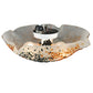 Meyda Lighting Metro Fusion 18" 3-Light White Organic Slumped Flush Mount Light With Green & Amber On White Shade Glass