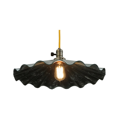 Meyda Lighting Metro Fusion 18" Antique Brass Galatia Pendant Light With Silver Seeded Mercury Shade Glass