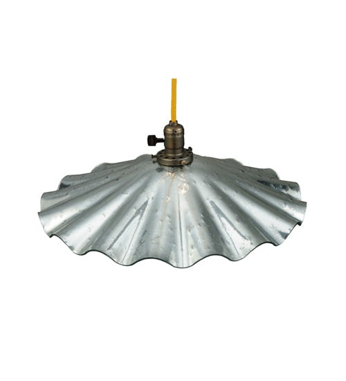 Meyda Lighting Metro Fusion 18" Antique Brass Galatia Pendant Light With Silver Seeded Mercury Shade Glass