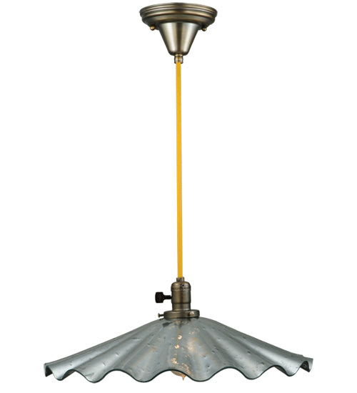 Meyda Lighting Metro Fusion 18" Antique Brass Galatia Pendant Light With Silver Seeded Mercury Shade Glass
