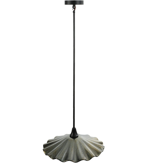 Meyda Lighting Metro Fusion 18" Black Galatia Pendant Light With Scalloped Gold Iridescent Shade Glass
