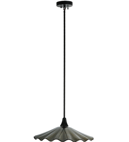 Meyda Lighting Metro Fusion 18" Black Galatia Pendant Light With Scalloped Gold Iridescent Shade Glass
