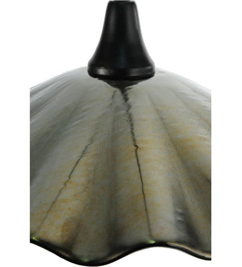 Meyda Lighting Metro Fusion 18" Black Galatia Pendant Light With Scalloped Gold Iridescent Shade Glass