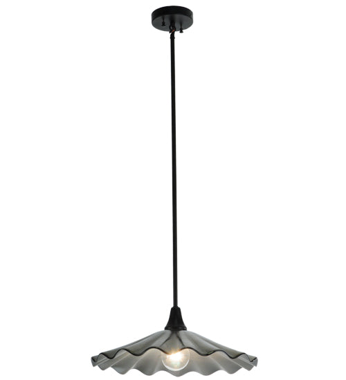 Meyda Lighting Metro Fusion 18" Black Galatia Pendant Light With Scalloped Gold Iridescent Shade Glass