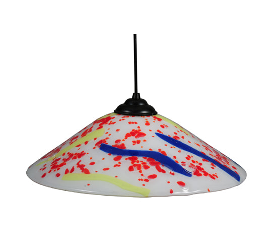 Meyda Lighting Metro Fusion 18" Black Pendant Light With Multi-Colored Pizza Shade Glass
