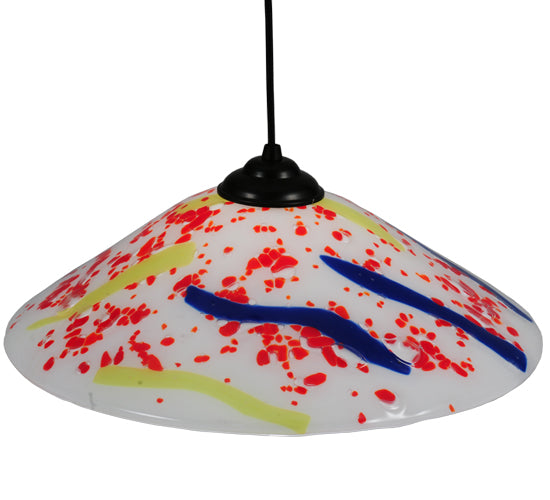 Meyda Lighting Metro Fusion 18" Black Pendant Light With Multi-Colored Pizza Shade Glass