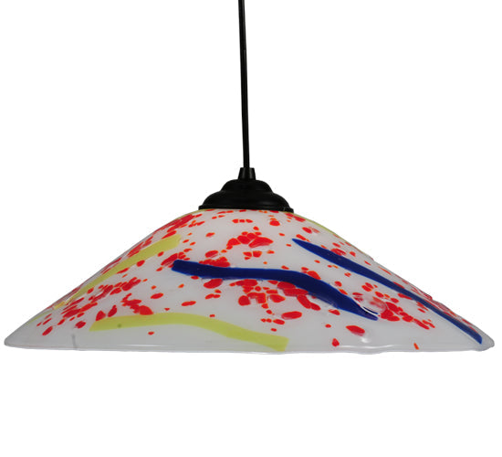 Meyda Lighting Metro Fusion 18" Black Pendant Light With Multi-Colored Pizza Shade Glass