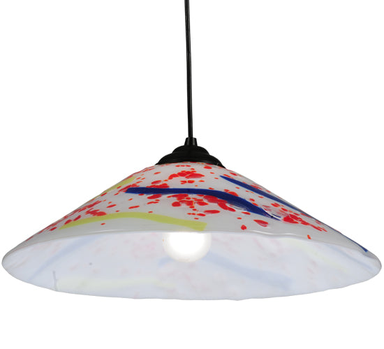 Meyda Lighting Metro Fusion 18" Black Pendant Light With Multi-Colored Pizza Shade Glass