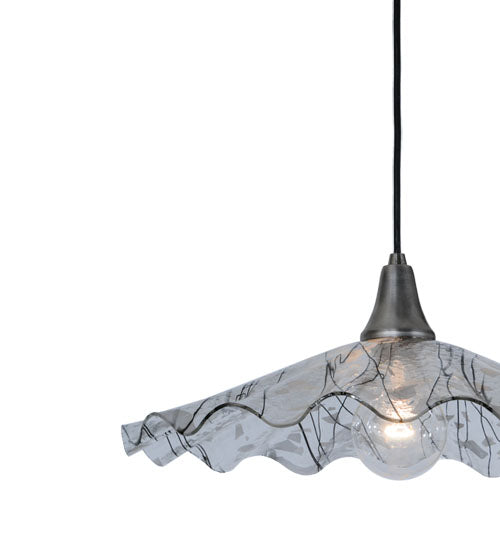 Meyda Lighting Metro Fusion 18" Brushed Nickel Galatia Pendant Light With Clear Scalloped Branches Shade Glass