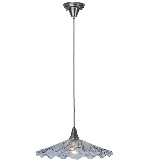 Meyda Lighting Metro Fusion 18" Brushed Nickel Galatia Pendant Light With Clear Scalloped Branches Shade Glass