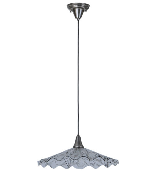 Meyda Lighting Metro Fusion 18" Brushed Nickel Galatia Pendant Light With Clear Scalloped Branches Shade Glass