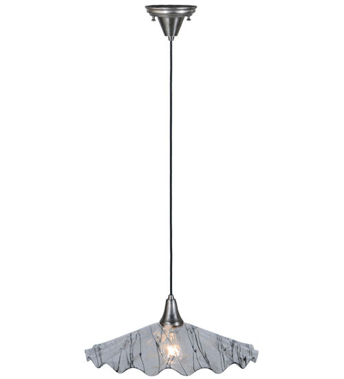 Meyda Lighting Metro Fusion 18" Brushed Nickel Galatia Pendant Light With Clear Scalloped Branches Shade Glass