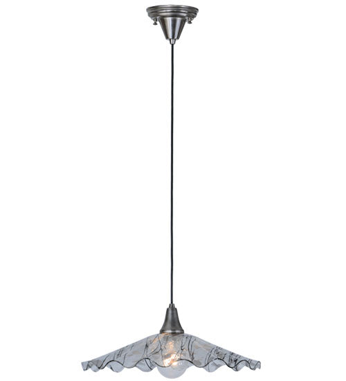 Meyda Lighting Metro Fusion 18" Brushed Nickel Galatia Pendant Light With Clear Scalloped Branches Shade Glass