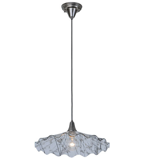 Meyda Lighting Metro Fusion 18" Brushed Nickel Galatia Pendant Light With Clear Scalloped Branches Shade Glass