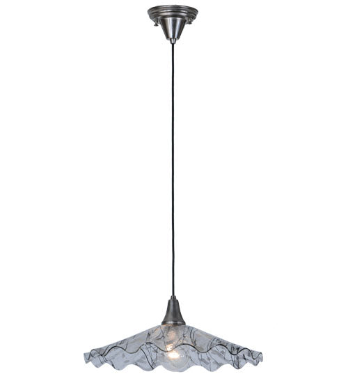 Meyda Lighting Metro Fusion 18" Brushed Nickel Galatia Pendant Light With Clear Scalloped Branches Shade Glass