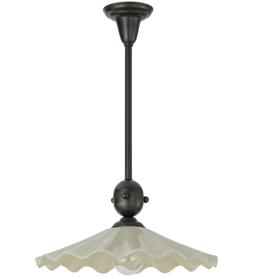 Meyda Lighting Metro Fusion 18" Craftsman Brown Galatia Pendant Light With Almond Spectrum Scalloped Shade Glass