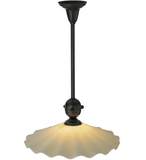 Meyda Lighting Metro Fusion 18" Craftsman Brown Galatia Pendant Light With Almond Spectrum Scalloped Shade Glass