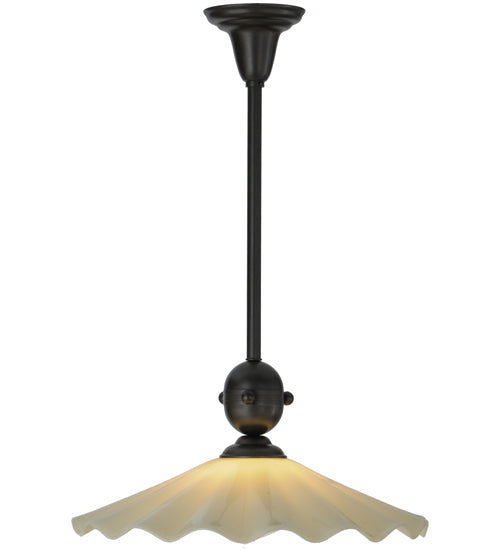 Meyda Lighting Metro Fusion 18" Craftsman Brown Galatia Pendant Light With Almond Spectrum Scalloped Shade Glass
