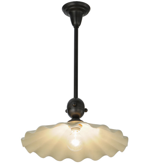 Meyda Lighting Metro Fusion 18" Craftsman Brown Galatia Pendant Light With Almond Spectrum Scalloped Shade Glass