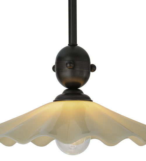 Meyda Lighting Metro Fusion 18" Craftsman Brown Galatia Pendant Light With Almond Spectrum Scalloped Shade Glass