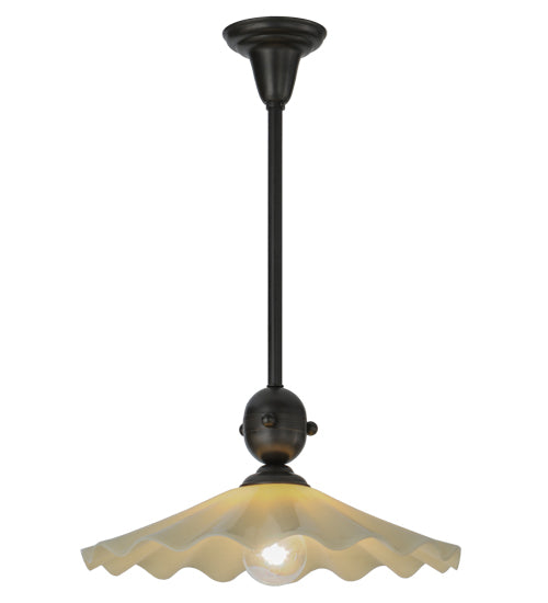 Meyda Lighting Metro Fusion 18" Craftsman Brown Galatia Pendant Light With Almond Spectrum Scalloped Shade Glass