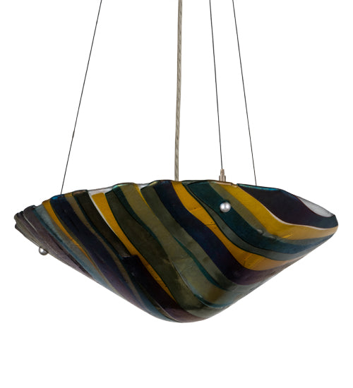 Meyda Lighting Metro Fusion 18" Nickel Di Pavone Inverted Pendant Light With Multi-Colored Shade Glass
