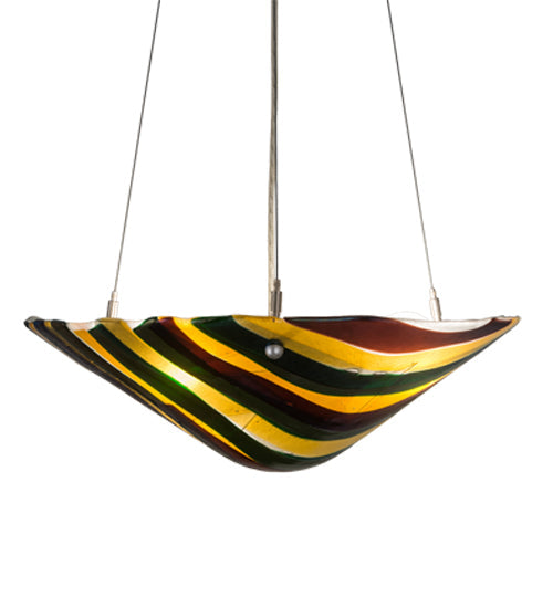 Meyda Lighting Metro Fusion 18" Nickel Di Pavone Inverted Pendant Light With Multi-Colored Shade Glass