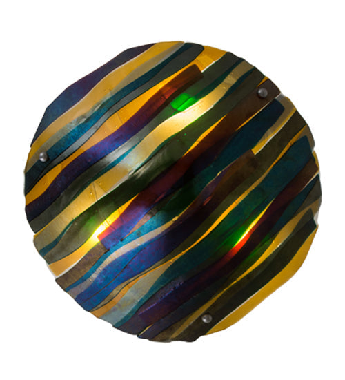 Meyda Lighting Metro Fusion 18" Nickel Di Pavone Inverted Pendant Light With Multi-Colored Shade Glass