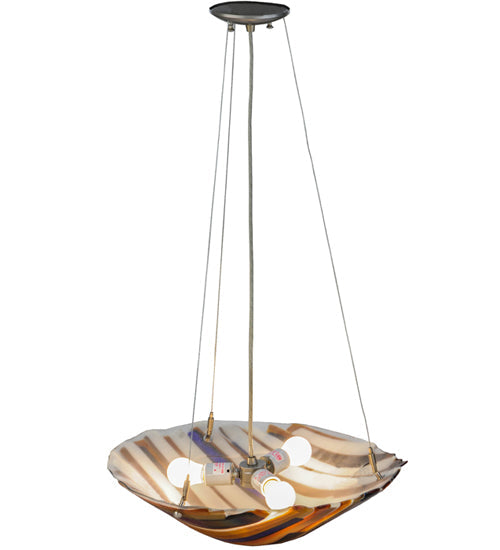 Meyda Lighting Metro Fusion 19" 3-Light Nickel Inverted Pendant Light With Multi-Colored Oceano Shade Glass