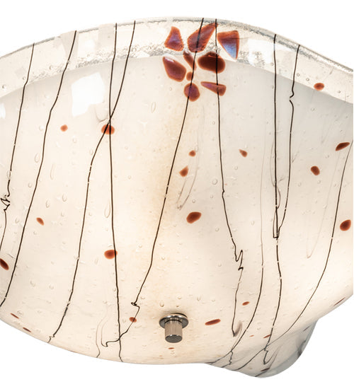 Meyda Lighting Metro Fusion 19" 3-Light Nickel Ramoscelli Flush Mount Light With White & Brown Shade Glass
