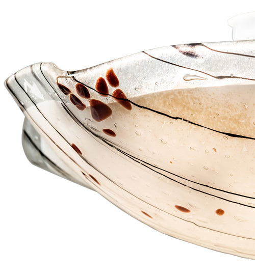 Meyda Lighting Metro Fusion 19" 3-Light Nickel Ramoscelli Flush Mount Light With White & Brown Shade Glass