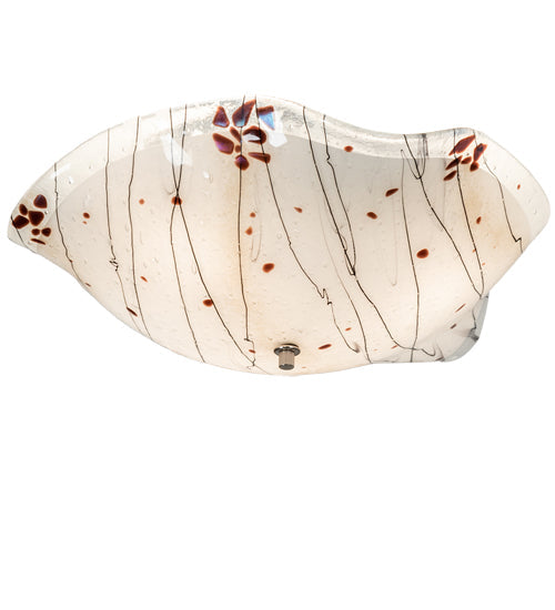 Meyda Lighting Metro Fusion 19" 3-Light Nickel Ramoscelli Flush Mount Light With White & Brown Shade Glass