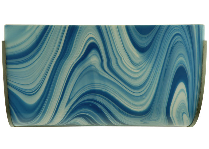 Meyda Lighting Metro Fusion 20" 2-Light Nickel Ocean Waves Wall Sconce With Blue and White Shade Glass