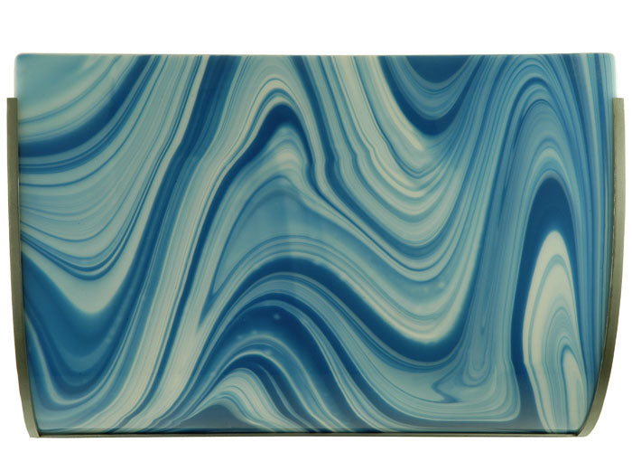 Meyda Lighting Metro Fusion 20" 2-Light Nickel Ocean Waves Wall Sconce With Blue and White Shade Glass