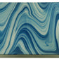 Meyda Lighting Metro Fusion 20" 2-Light Nickel Ocean Waves Wall Sconce With Blue and White Shade Glass