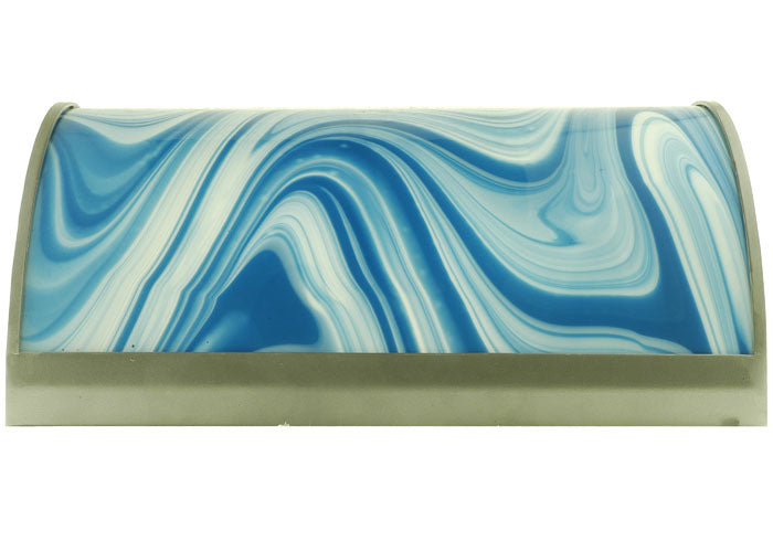 Meyda Lighting Metro Fusion 20" 2-Light Nickel Ocean Waves Wall Sconce With Blue and White Shade Glass