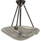 Meyda Lighting Metro Fusion 20" 3-Light Craftsman Brown Branches Inverted Pendant Light With White & Brown Shade Glass