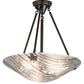 Meyda Lighting Metro Fusion 20" 3-Light Craftsman Brown Branches Inverted Pendant Light With White & Brown Shade Glass