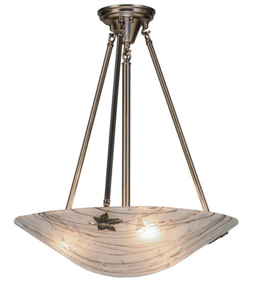 Meyda Lighting Metro Fusion 20" 3-Light Polished Nickel Branches Semi-flush Mount Ceiling Light With Frosted White Shade Glass and Maple Leaves