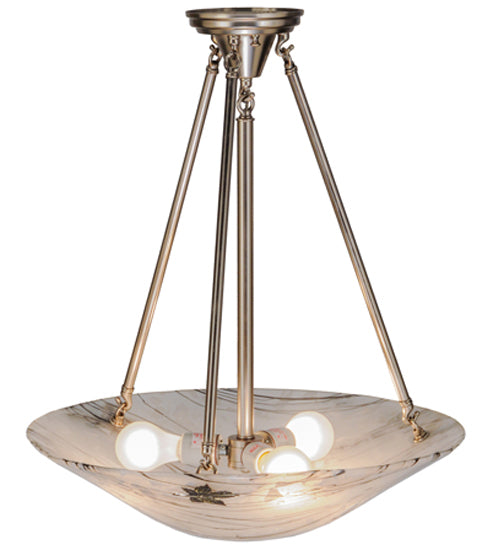 Meyda Lighting Metro Fusion 20" 3-Light Polished Nickel Branches Semi-flush Mount Ceiling Light With Frosted White Shade Glass and Maple Leaves