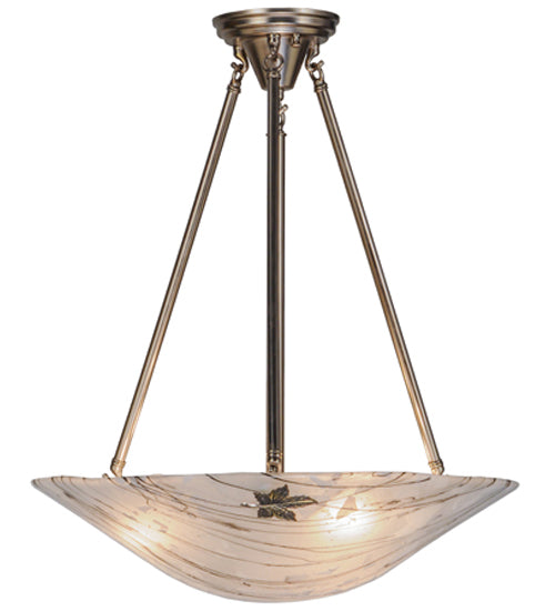 Meyda Lighting Metro Fusion 20" 3-Light Polished Nickel Branches Semi-flush Mount Ceiling Light With Frosted White Shade Glass and Maple Leaves