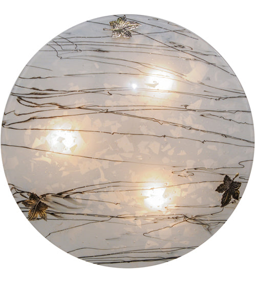 Meyda Lighting Metro Fusion 20" 3-Light Polished Nickel Branches Semi-flush Mount Ceiling Light With Frosted White Shade Glass and Maple Leaves