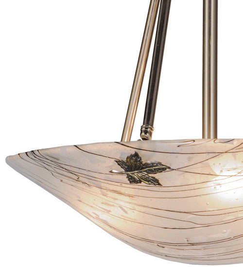 Meyda Lighting Metro Fusion 20" 3-Light Polished Nickel Branches Semi-flush Mount Ceiling Light With Frosted White Shade Glass and Maple Leaves