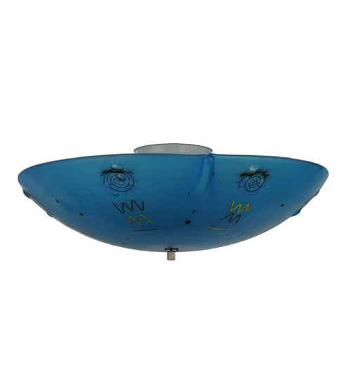 Meyda Lighting Metro Fusion 20" 3-Light White Flush Mount Light With Electra Blue Shade Glass
