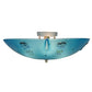 Meyda Lighting Metro Fusion 20" 3-Light White Flush Mount Light With Electra Blue Shade Glass
