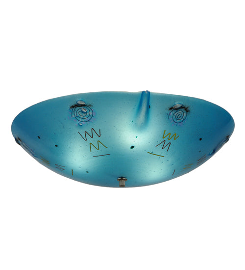 Meyda Lighting Metro Fusion 20" 3-Light White Flush Mount Light With Electra Blue Shade Glass
