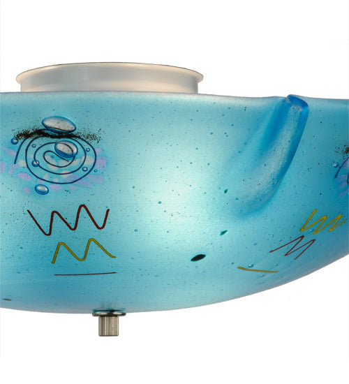 Meyda Lighting Metro Fusion 20" 3-Light White Flush Mount Light With Electra Blue Shade Glass