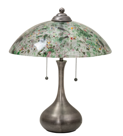 Meyda Lighting Metro Fusion 21" 2-Light Brushed Nickel Table Lamp With Multi-Colored Confetti Shade Glass